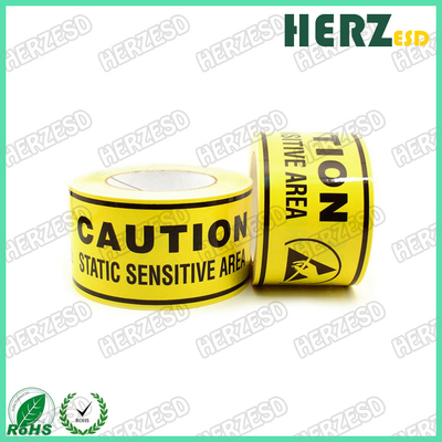 黒い印刷を用いるポリ塩化ビニール/PE材料ESDの警告テープ/ESD注意テープ黄色色