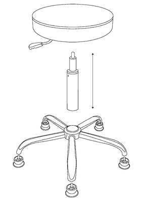スウィーブル高ESD PU革アンチアティック・ラウンド・ストール