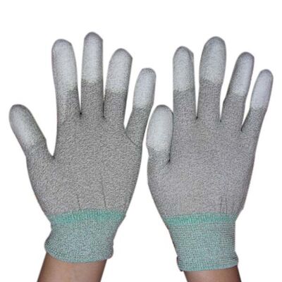 ESD Top Fit Glove Factory ESD Laboratory Antistatic Carbon Fiber PU Palm Fit Gloves ESD Gloves