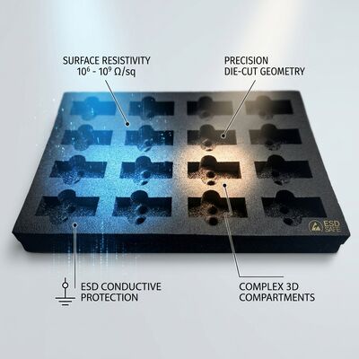 導電性ESDフォームインサート ブラック ダイカット 静電気防止EVAフォーム インナーパッケージ クッション PCB ICボード出荷用