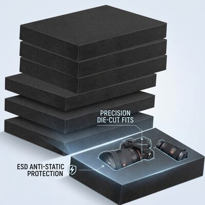 導電性ESDフォームインサート ブラック ダイカット 静電気防止EVAフォーム インナーパッケージ クッション PCB ICボード出荷用