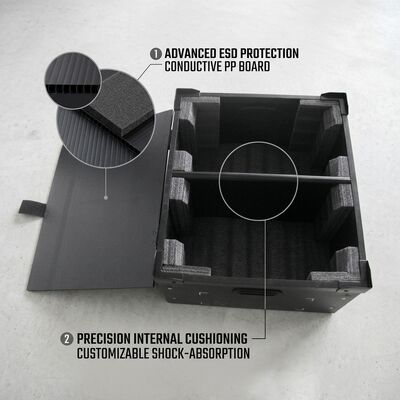 防静的PP波紋シート 導電性ESD プラスチック空洞板 箱挿入隔壁のためのカスタムカット