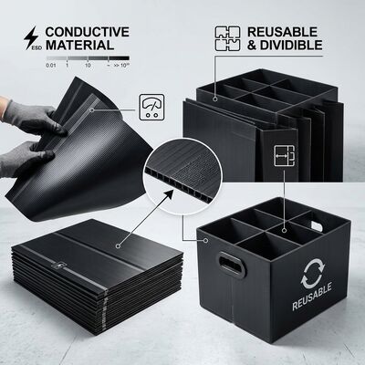 ESD 再利用可能 PP コルゲートボックス 導電性プラスチック 中空シート コンテナ PCB 部品保管 輸送用
