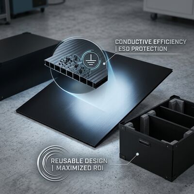 ESD 再利用可能 PP コルゲートボックス 導電性プラスチック 中空シート コンテナ PCB 部品保管 輸送用