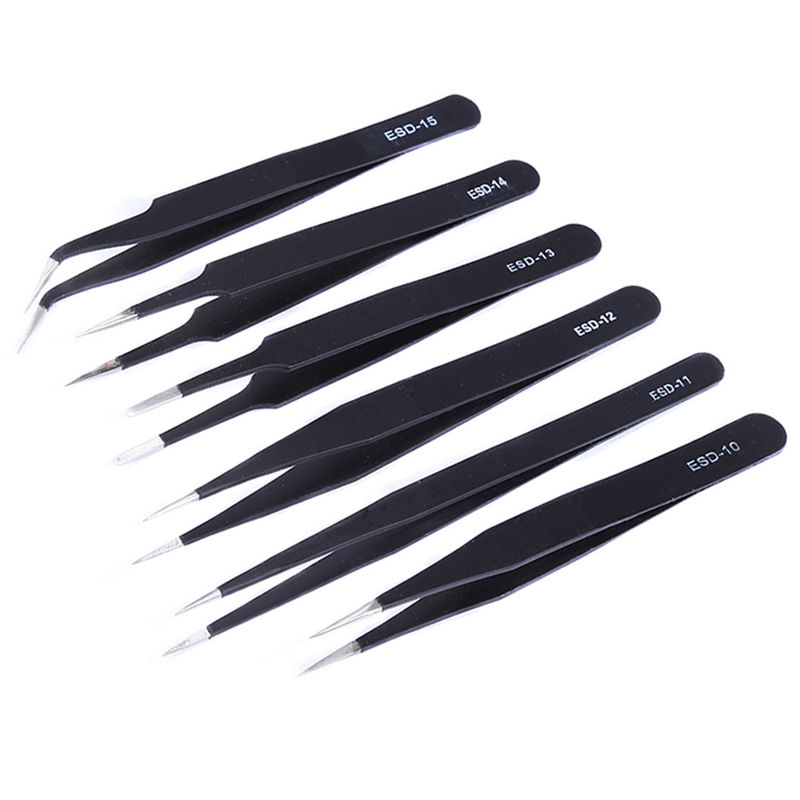 Stainless Steel ESD Anti-static Tweezer Electronics Anti Static Clearnroom Tweezers High Precision