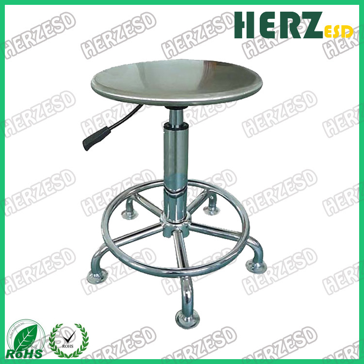 Round Shape Stainless Steel Lab Stool Diameter 320mm Chrome Plated Feet Material